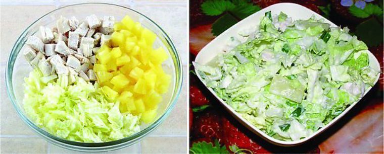 Салат из курицы и ананасов и пекинской капусты рецепт с Салат из курицы и ананасов и пекинской капусты рецепт с