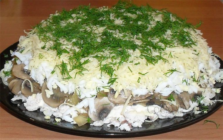 Салаты с грибами сыром и курицей с пошагово Салаты с грибами сыром и курицей с пошагово